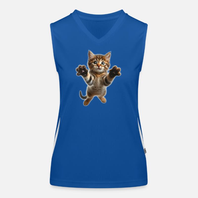 Süße, springende kleine Katze Funktionelles Kontrast-Tank Top für Frauen