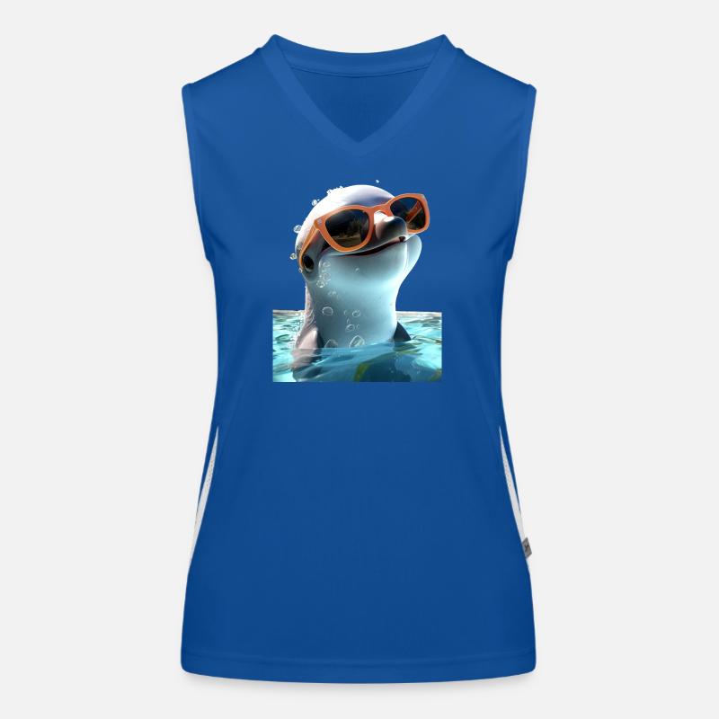 Dolphin Sunglasses Love Dolphins Cute Dolphin Women's Functional Contrast Tank Top