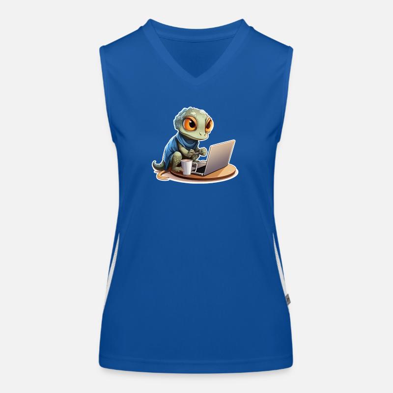 Süßer Gecko Internet Kaffee Nerd Lustig Shirt Funktionelles Kontrast-Tank Top für Frauen