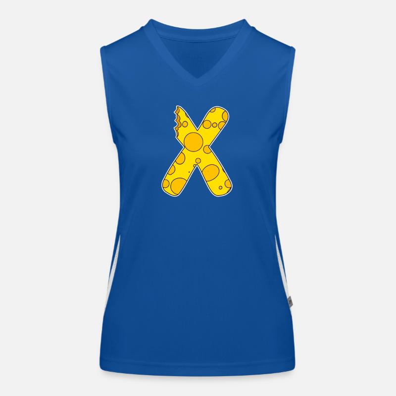 Lettre X - Lettre initiale X - Motif Fromage Débardeur respirant contrasté Femme