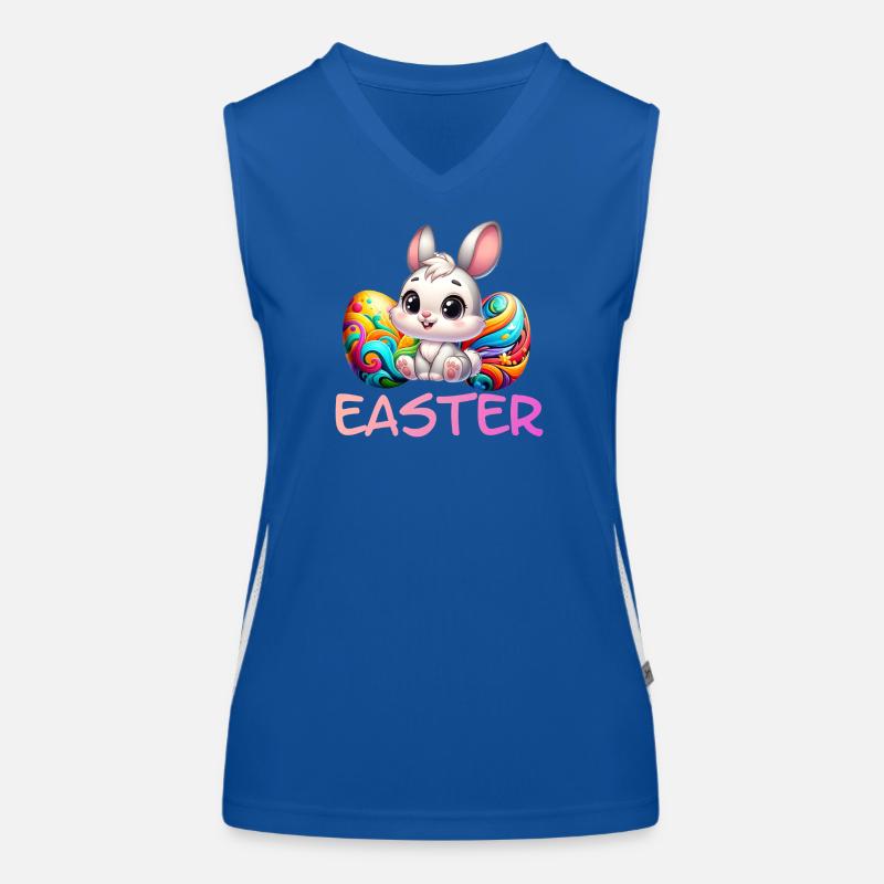 Easter Bunny with Easter Eggs Women's Functional Contrast Tank Top