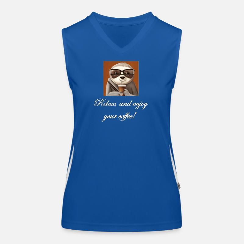 Sloth drinking coffee. Women's Functional Contrast Tank Top