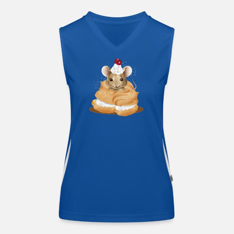 Maus mit Sahnehäubchen inmitten von Windbeuteln Funktionelles Kontrast-Tank Top für Frauen