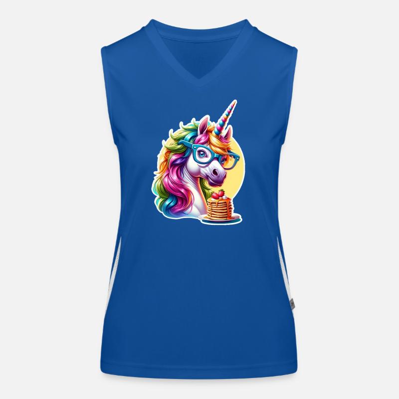 Regenbogen Unicorn mit Brille Funktionelles Kontrast-Tank Top für Frauen