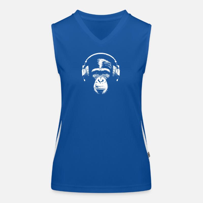 Affe - Musik - Schimpanse Funktionelles Kontrast-Tank Top für Frauen