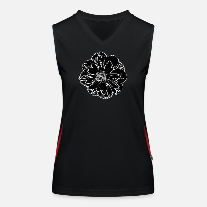Fleur, Noir, Fleurs, Noir, Fleur Débardeur respirant contrasté Femme