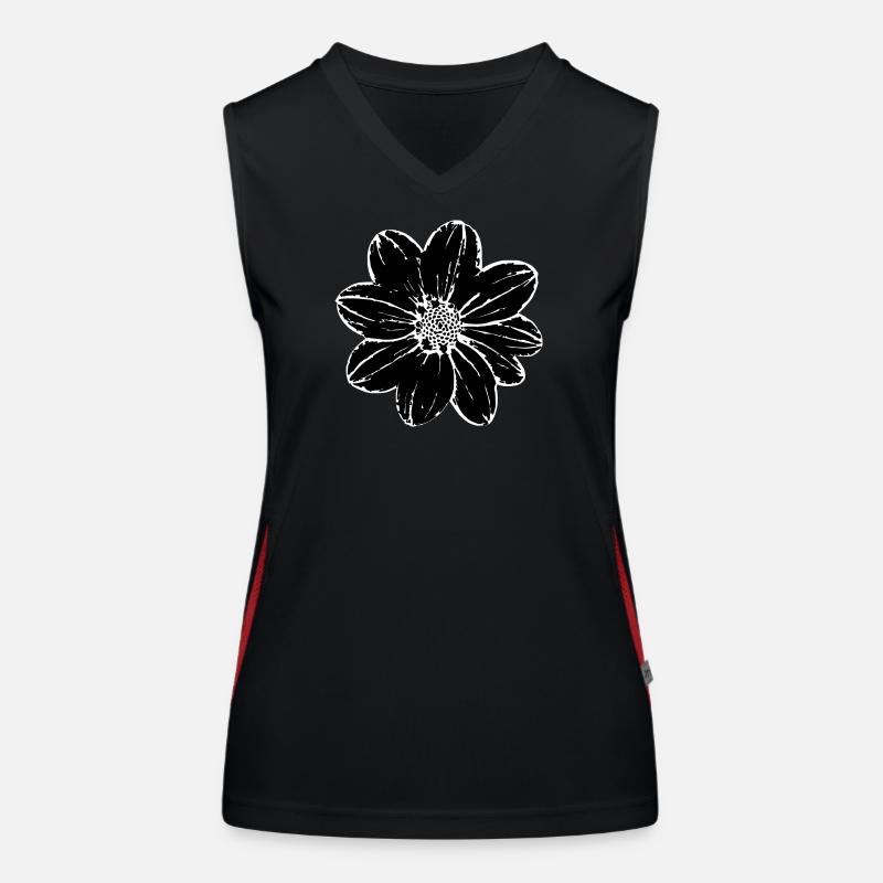 Fleur, Noir, Fleurs, Noir, Fleur Débardeur respirant contrasté Femme
