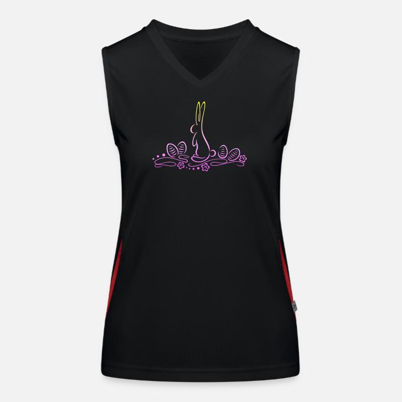 Silhouette de lapin de Pâques avec des œufs de Pâques Débardeur respirant contrasté Femme