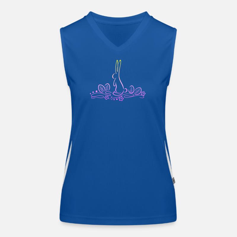 Easter Bunny Silhouette with Easter Eggs Women's Functional Contrast Tank Top