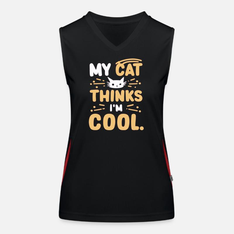 My cat thinks i am cool Funktionelles Kontrast-Tank Top für Frauen