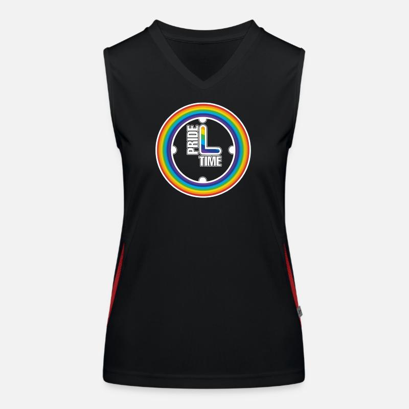 Rainbow Pride Ring Clock - Women's Functional Contrast Tank Top - black/red