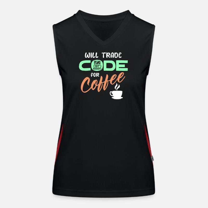 Programmeur, Développeur, Instruction de code, Ordinateur Débardeur respirant contrasté Femme