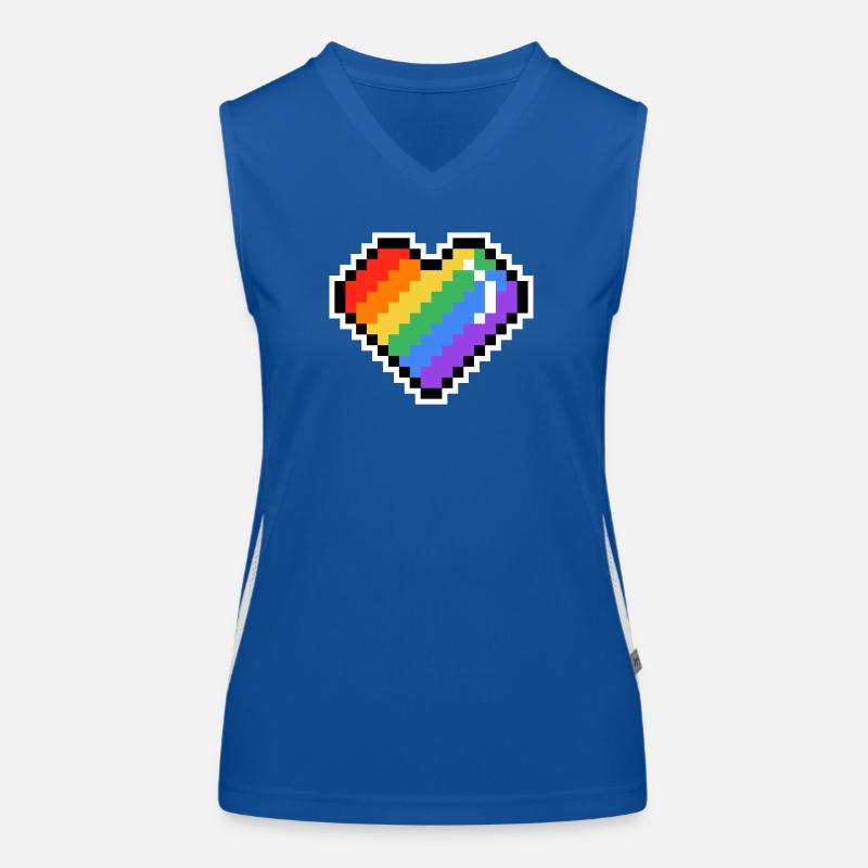 Pixel Regenbogenherz Funktionelles Kontrast-Tank Top für Frauen