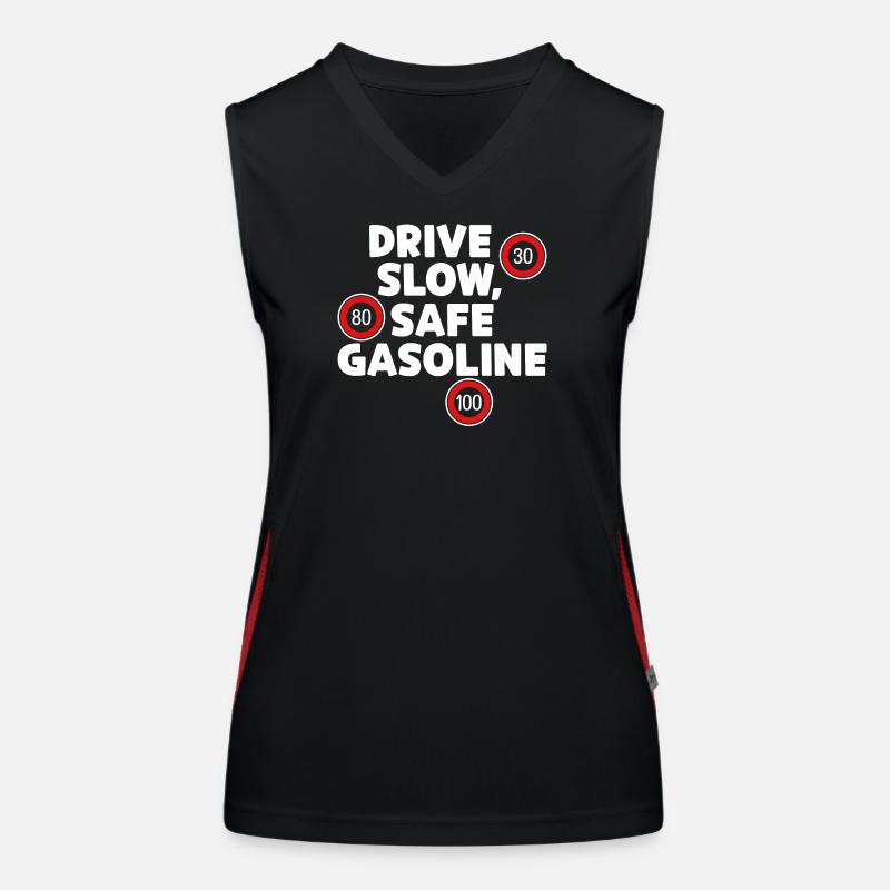 Gasoline Fuel Pump Energy Storage Refueling Statement Women's Functional Contrast Tank Top
