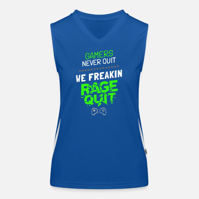 Gamers Never Quit – Rage Quit Saying Women's Functional Contrast Tank Top