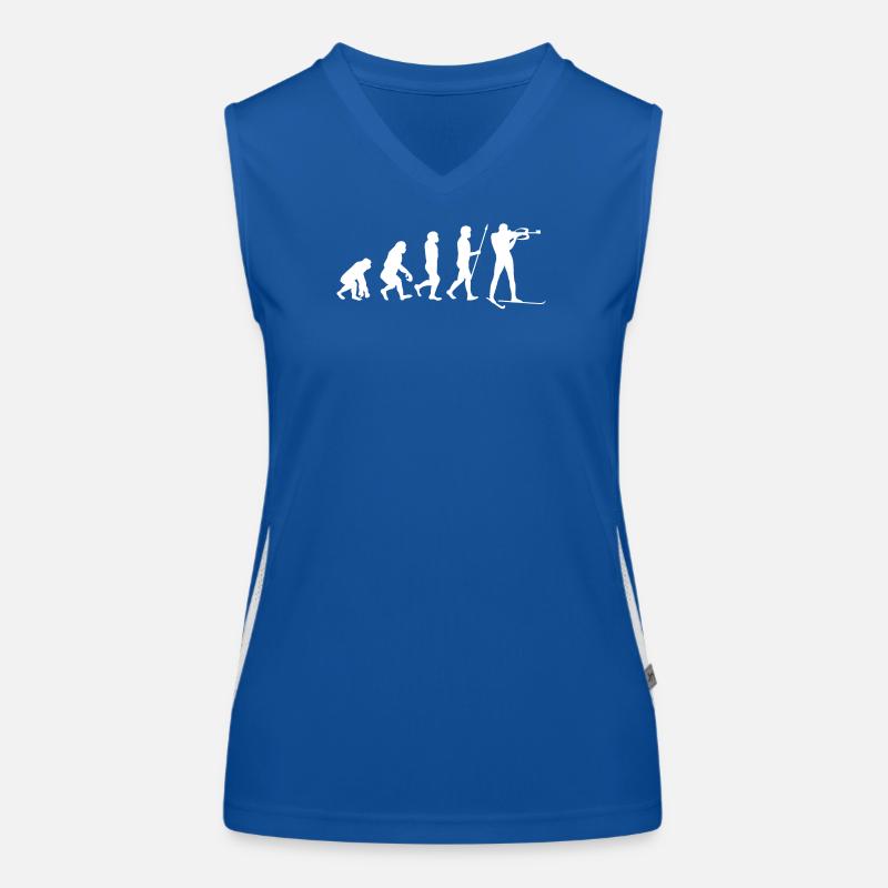 Schifahren Evolution Wintersport Schifahrer Schnee Funktionelles Kontrast-Tank Top für Frauen
