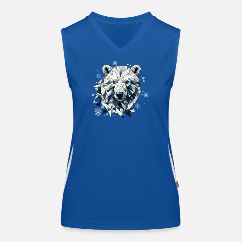 geometrischer Eisbär Kopf- Polygonen Motiv Funktionelles Kontrast-Tank Top für Frauen
