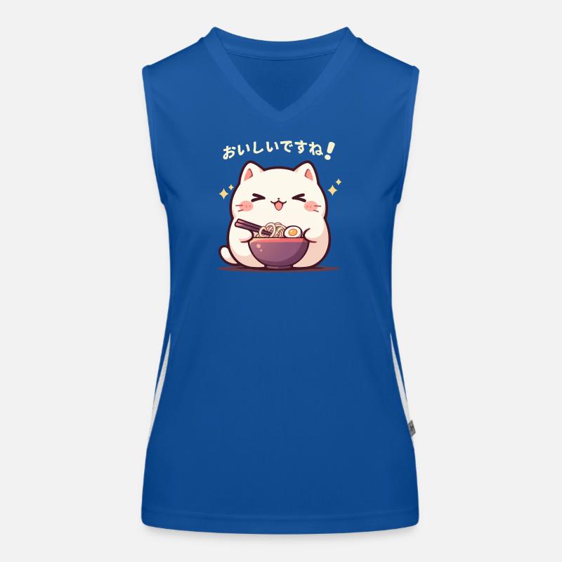 Cat eating Ramen Women's Functional Contrast Tank Top