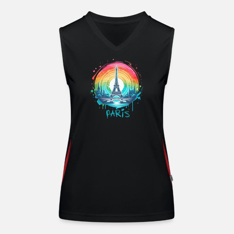 Pariser Eiffelturm mit Regenbogen-LGBT-Skyline Funktionelles Kontrast-Tank Top für Frauen
