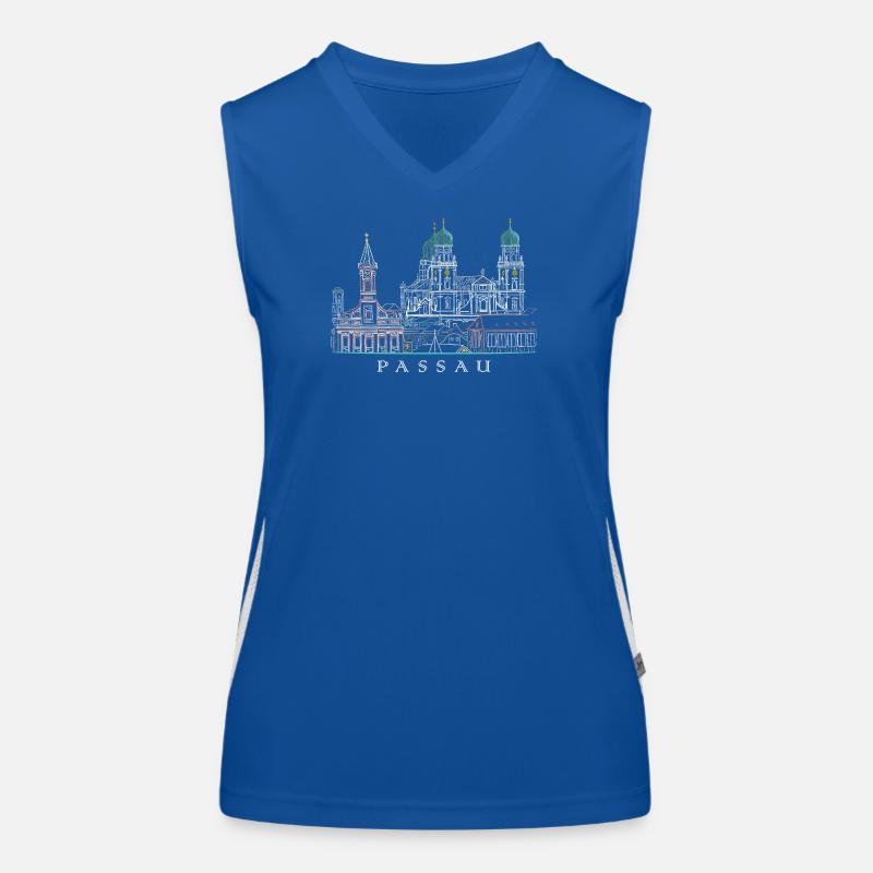 Passau Danube View, Bavaria, Germany, Drawing Women's Functional Contrast Tank Top