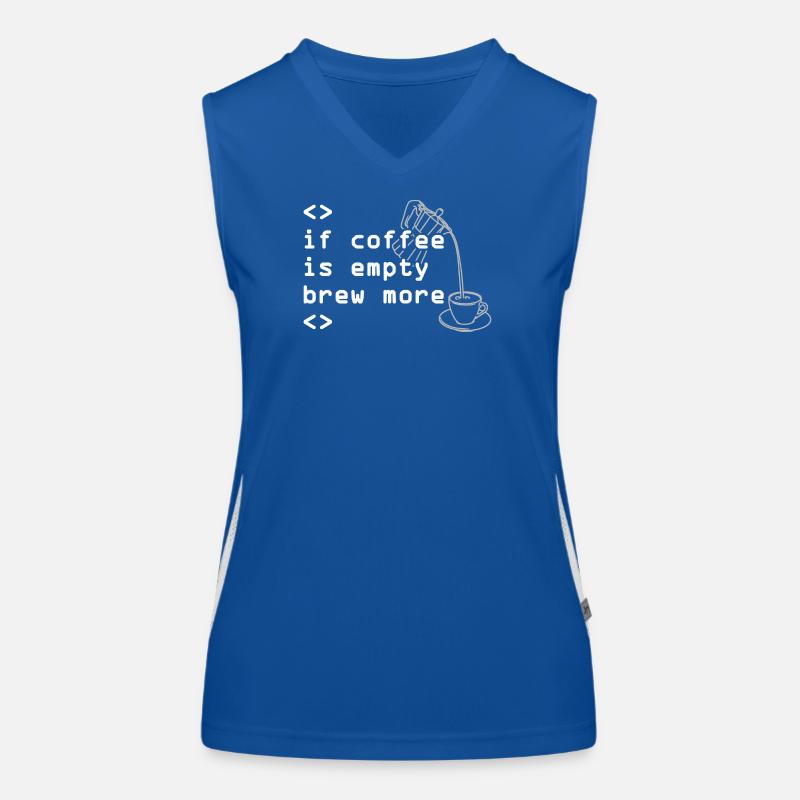 Kaffee Code Spruch Mehr Brühen Funktionelles Kontrast-Tank Top für Frauen