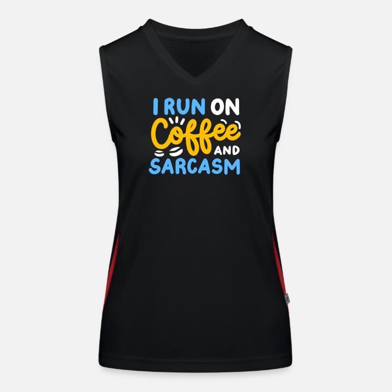Kaffee und Sarkasmus Funktionelles Kontrast-Tank Top für Frauen