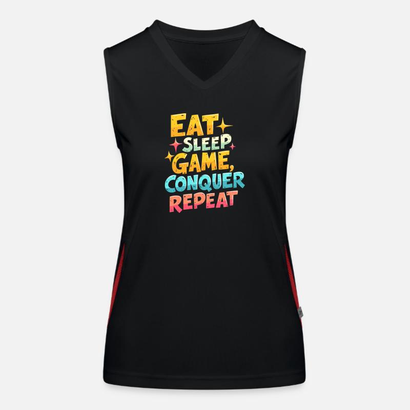 EAT, SLEEP, GAME, CONQUER, REPEAT Women's Functional Contrast Tank Top