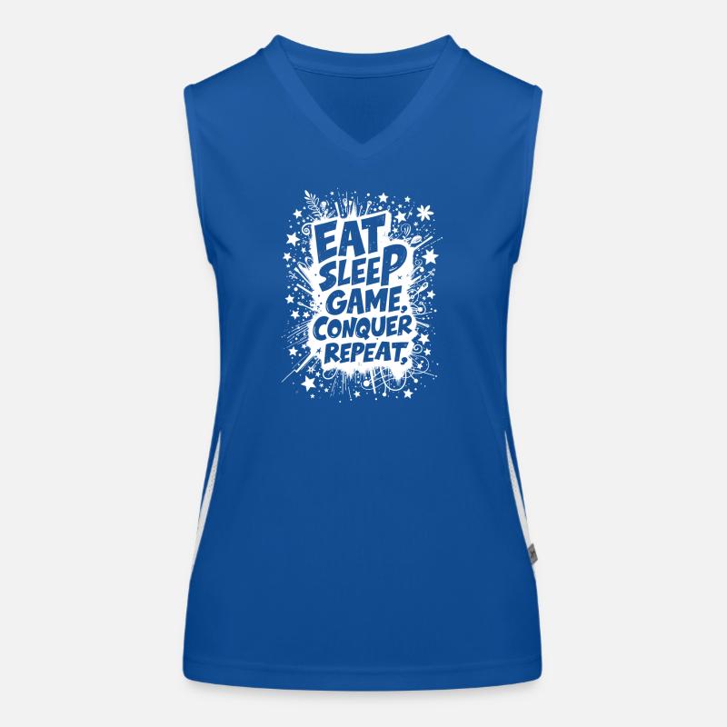 EAT, SLEEP, GAME, CONQUER, REPEAT Women's Functional Contrast Tank Top