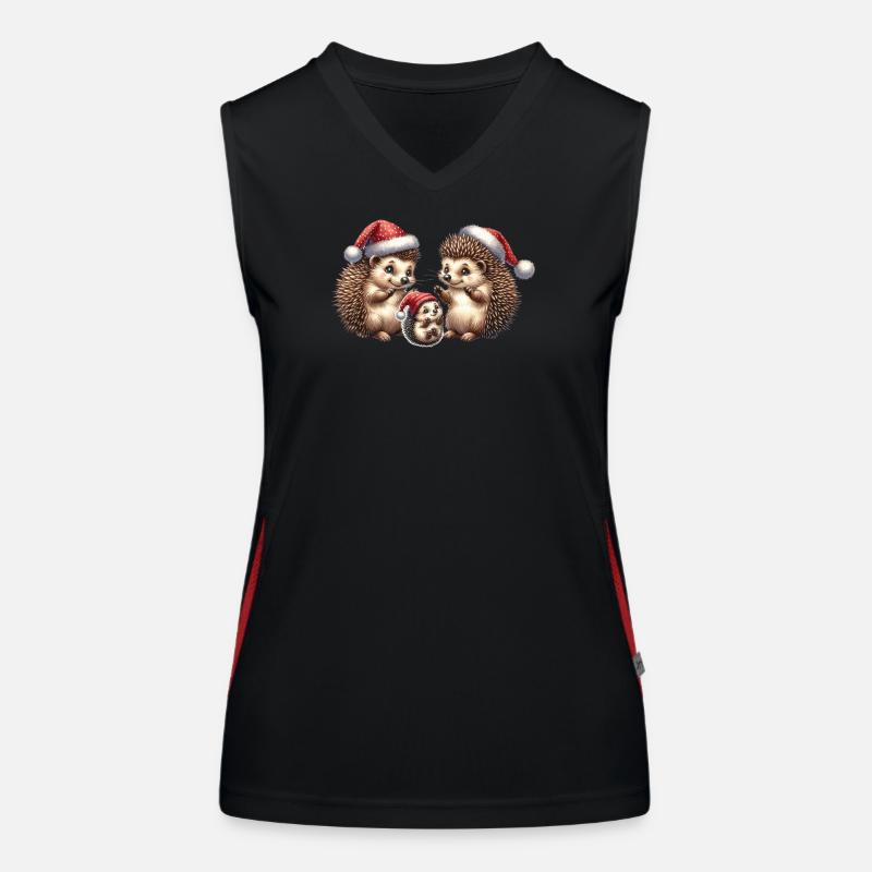 Weihnachten | Eine niedliche Igelfamilie Funktionelles Kontrast-Tank Top für Frauen