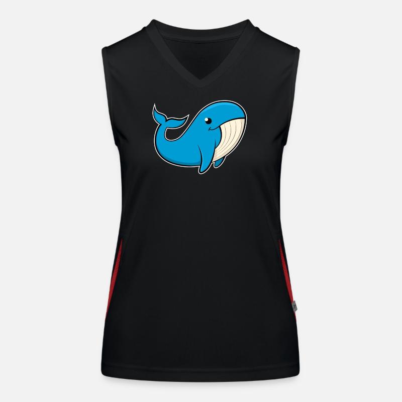Image joyeuse d’une baleine bleue Débardeur respirant contrasté Femme