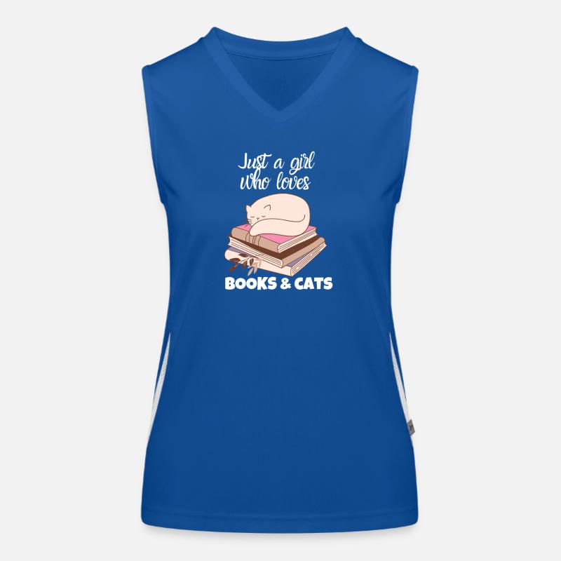 Bücher & Katzen Liebe Funktionelles Kontrast-Tank Top für Frauen
