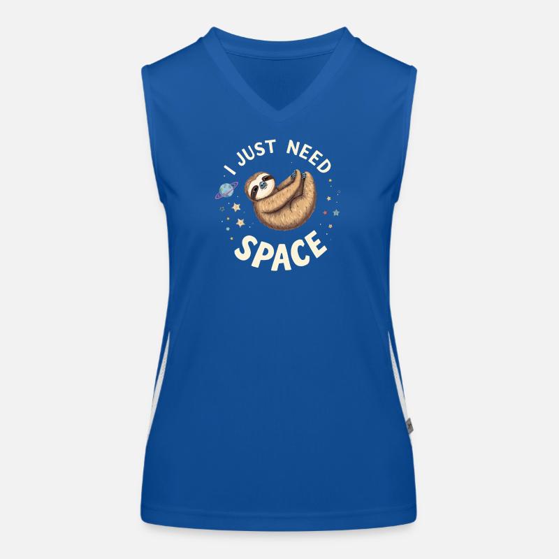 Sloth in Space Cartoon Design Women's Functional Contrast Tank Top