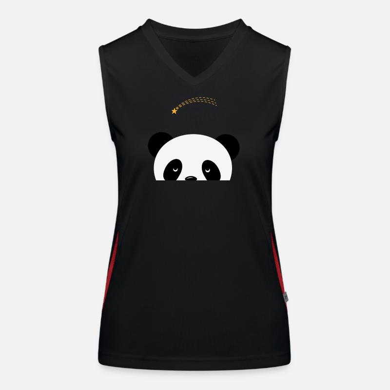 Dreaming panda with shooting star Women's Functional Contrast Tank Top