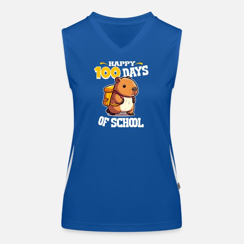 100 Tage Schule – Niedliches Capybara-Design Funktionelles Kontrast-Tank Top für Frauen