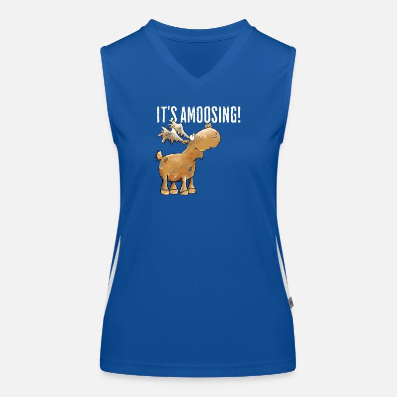 Drolliger Elch Tiermotiv Skandinavien Elche Spruch Funktionelles Kontrast-Tank Top für Frauen