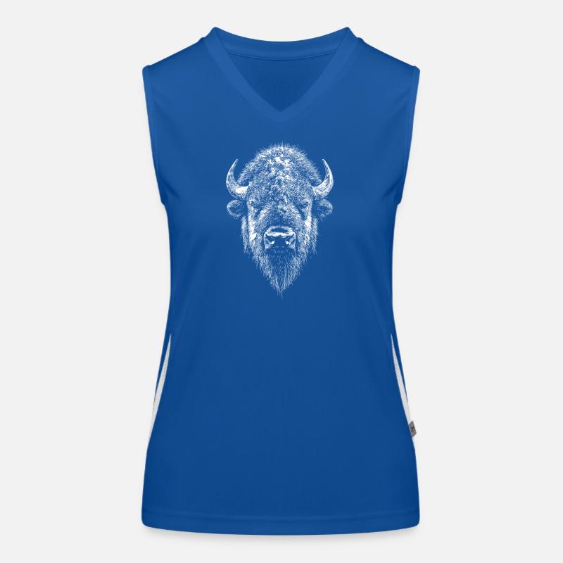 Bison, Bison, Wild Cattle, Buffalo, American Bison Women's Functional Contrast Tank Top