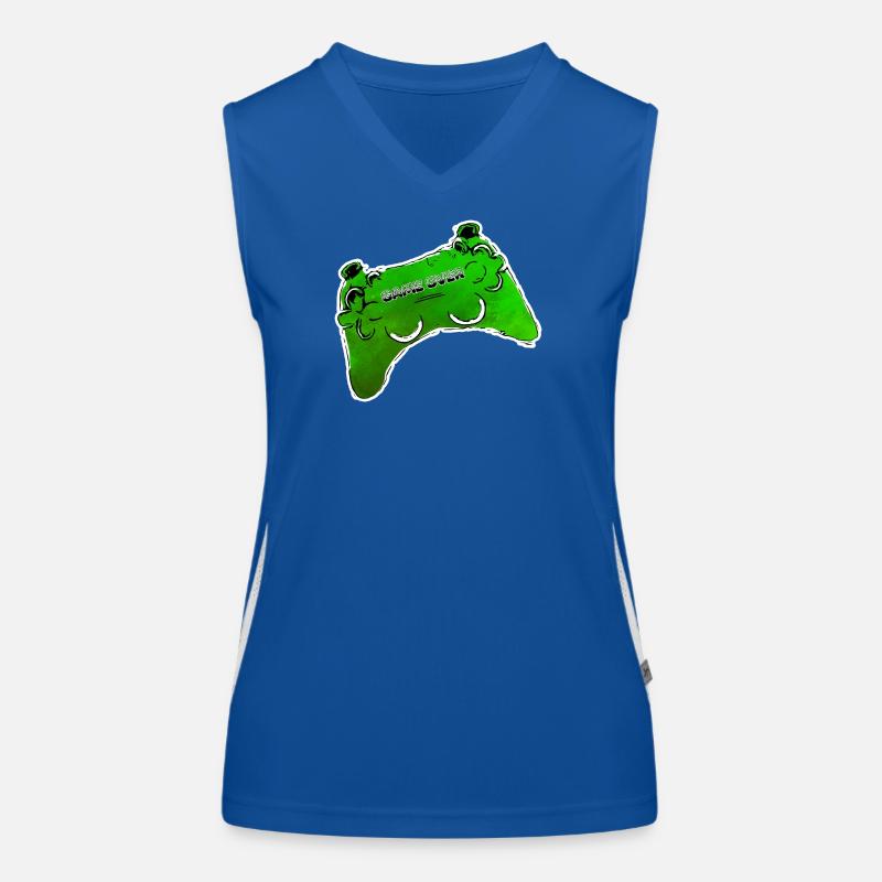 green comic controller with text GAME OVER Women's Functional Contrast Tank Top