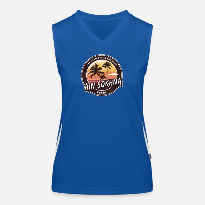 Ain Sokhna Egypt Beach Palm Trees Design Women's Functional Contrast Tank Top