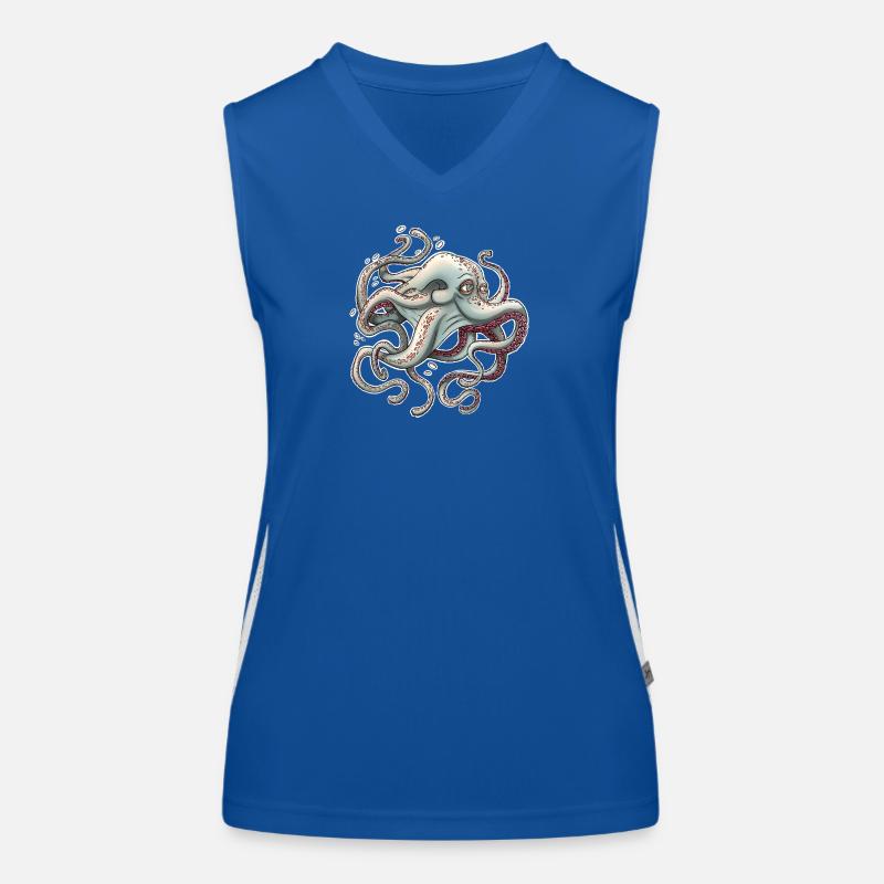 Whimsical Octopus with Dreamy Expression Women's Functional Contrast Tank Top