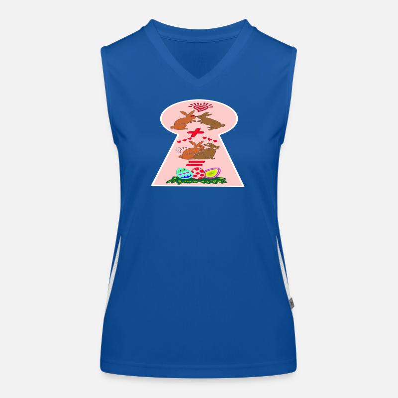 Naughty Easter Bunnies Funny Easter Women's Functional Contrast Tank Top