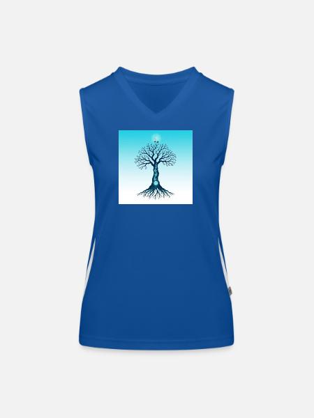 Spiritual Tree - Débardeur respirant contrasté Femme - bleu/blanc - Devant