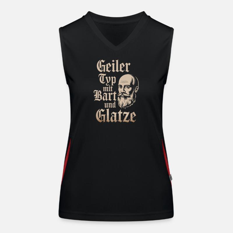 Geiler Typ Mit Bart & Glatze Glatzkopf Bartträger Funktionelles Kontrast-Tank Top für Frauen