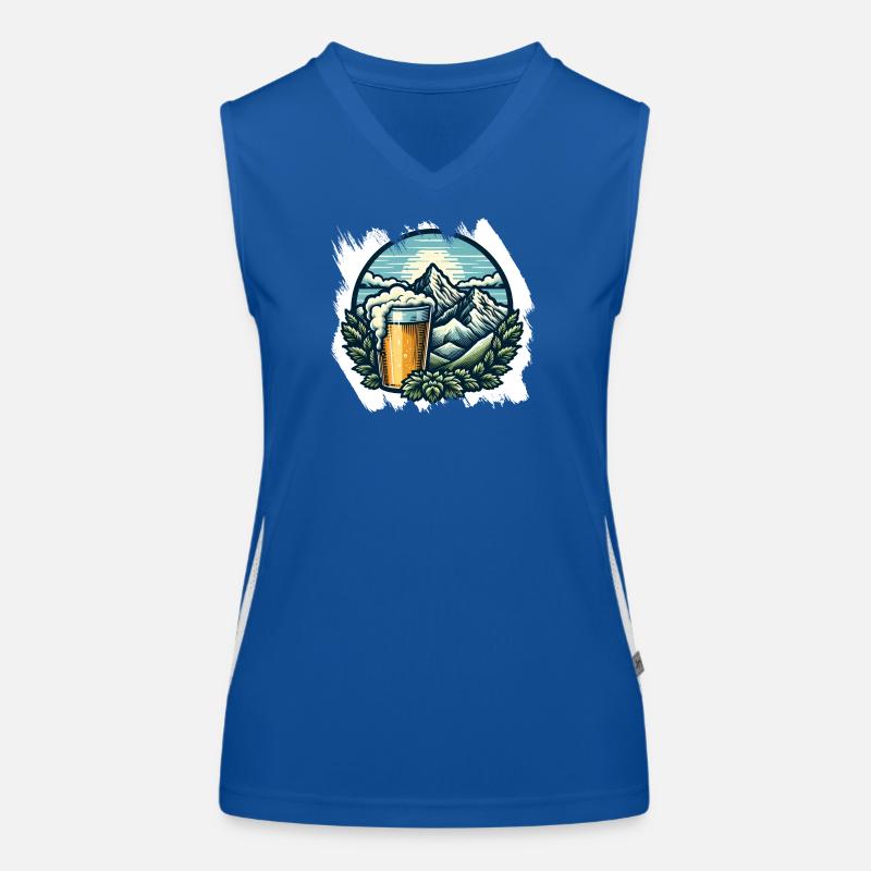 Bergsteigen und Bier Genuss Funktionelles Kontrast-Tank Top für Frauen