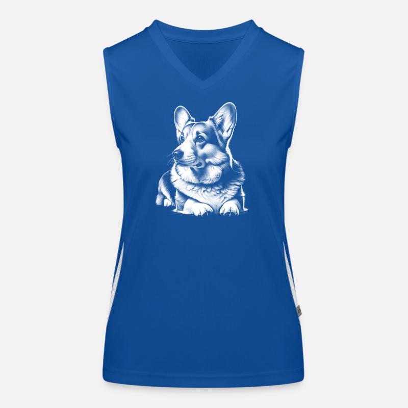 Cute Corgi in Lying Pose Women's Functional Contrast Tank Top