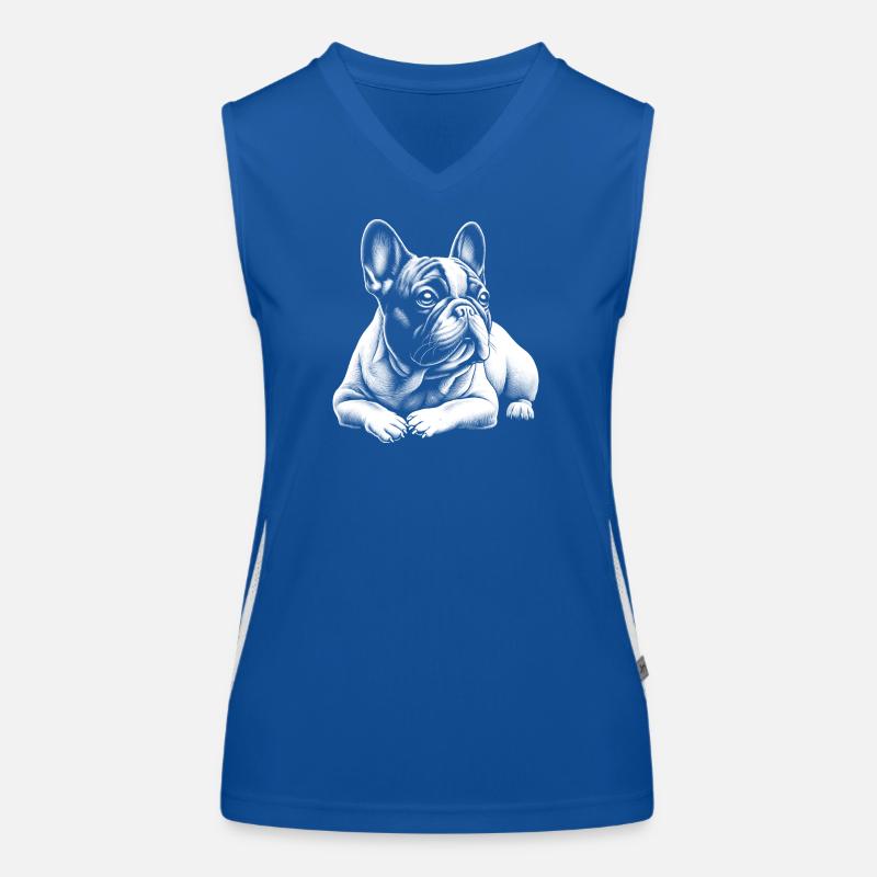 Mignon bouledogue français en position couchée Débardeur respirant contrasté Femme