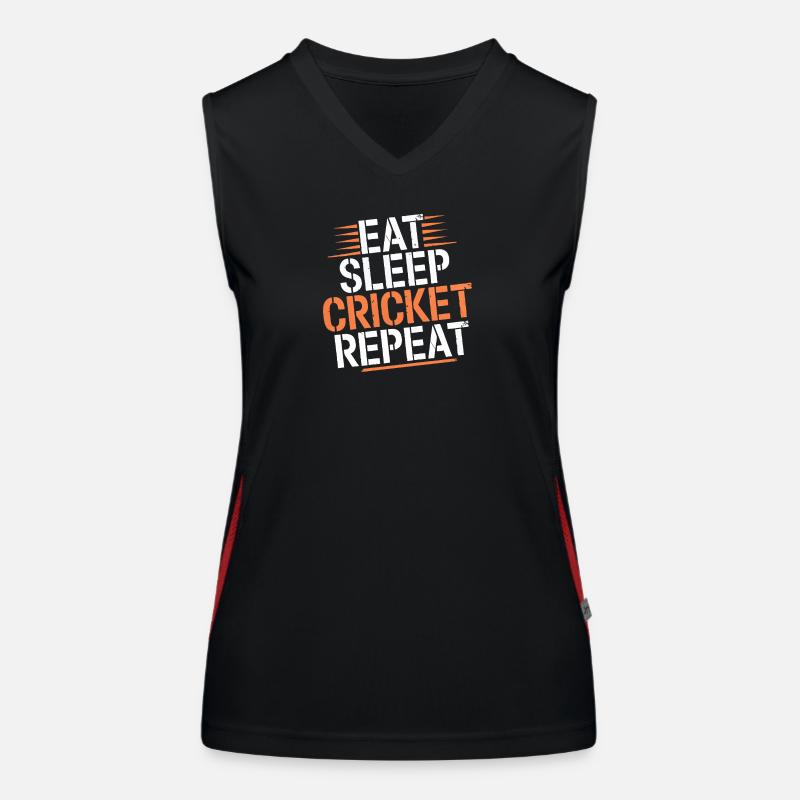 Eat Sleep Cricket Repeat Cricket cricketer Women's Functional Contrast Tank Top