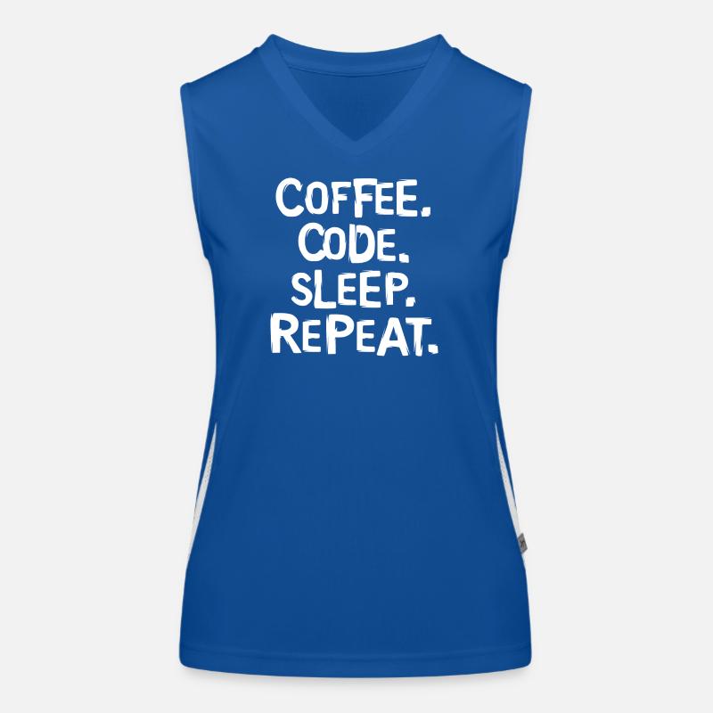 coffee code sleep - repeat Programmierer Arbeit Funktionelles Kontrast-Tank Top für Frauen