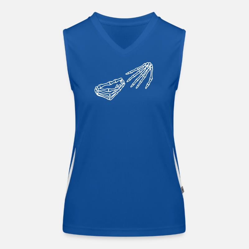 Ätherisches Skelett Hand und Schädel Illustration Funktionelles Kontrast-Tank Top für Frauen