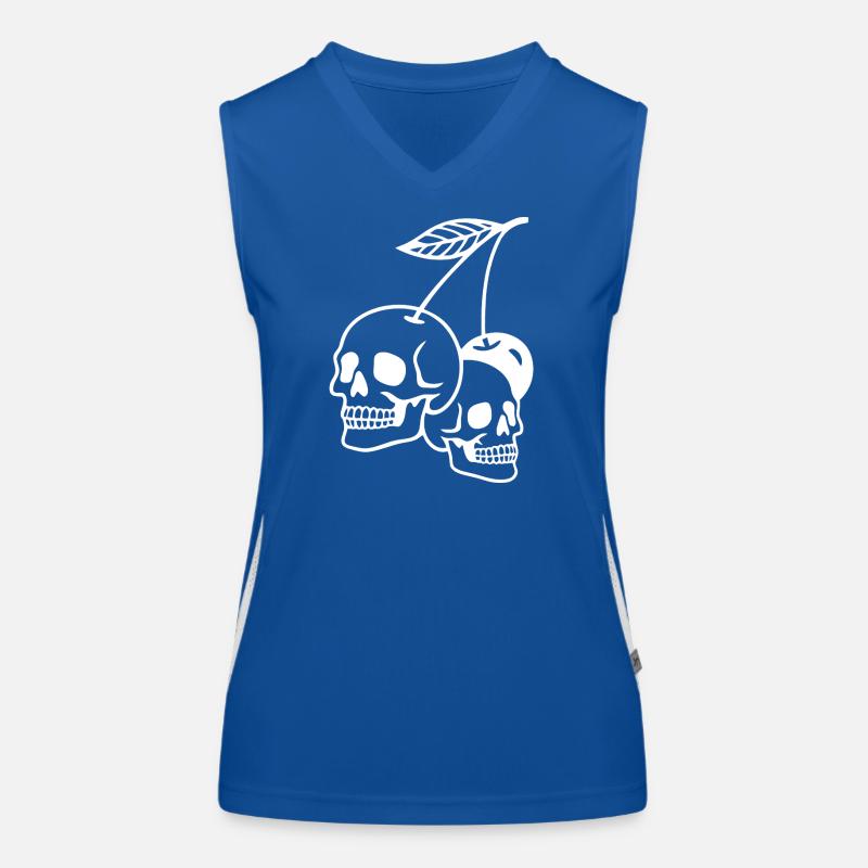 Kirsche Schädel Kunst Illustration Funktionelles Kontrast-Tank Top für Frauen