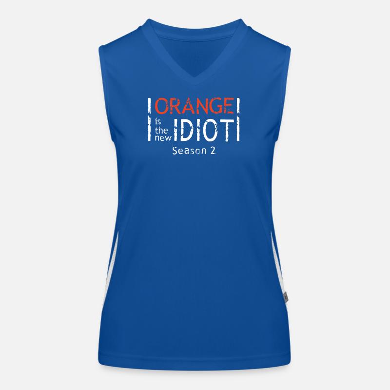 Jagged Orange Text Motif Design Women's Functional Contrast Tank Top